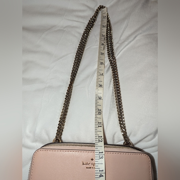 Kate Spade Connie Double Zip Chain Rosy Cheeks Leather Crossbody - Picture 9 of 11